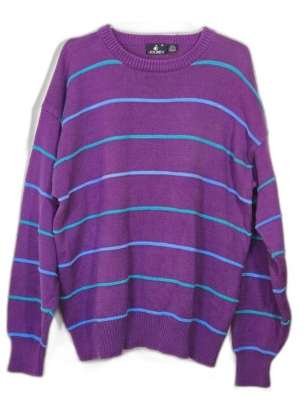 90s Vtg Jockey Striped Sweater Purple XL